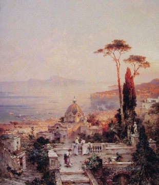 バルコニーからの眺め 風景 フランツ・リヒャルト・ウンターベルガー Oil Paintings